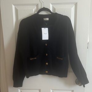 Celine Black Cardigan with Gold Buttons